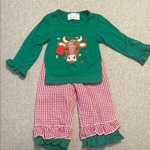 Green and Red Christmas Cow Outfit